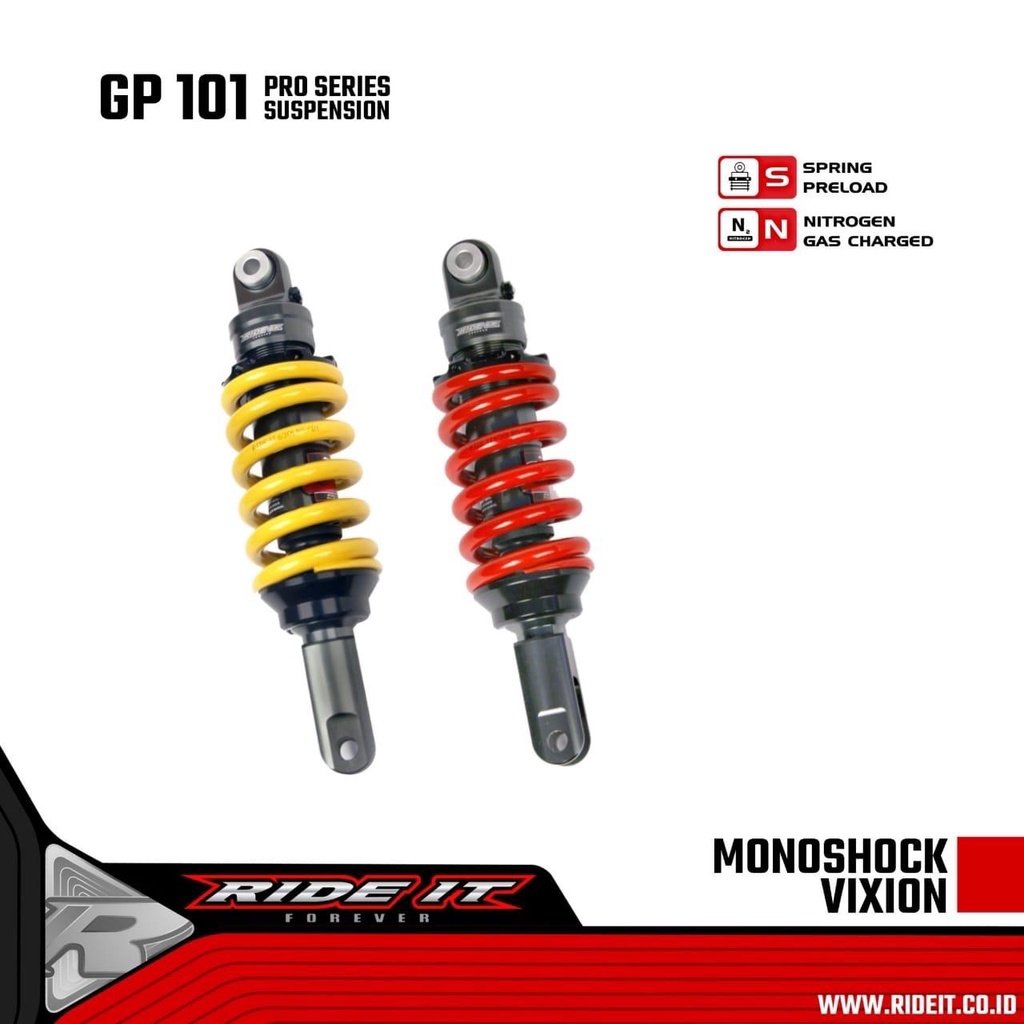 MonoShock Ride It GP 101 Premium Mono Shock Original Ride It 101, Vixion Old | Vixion New | R15 V2 | R15 V3 | XSR 155 | Xabre | MT 15