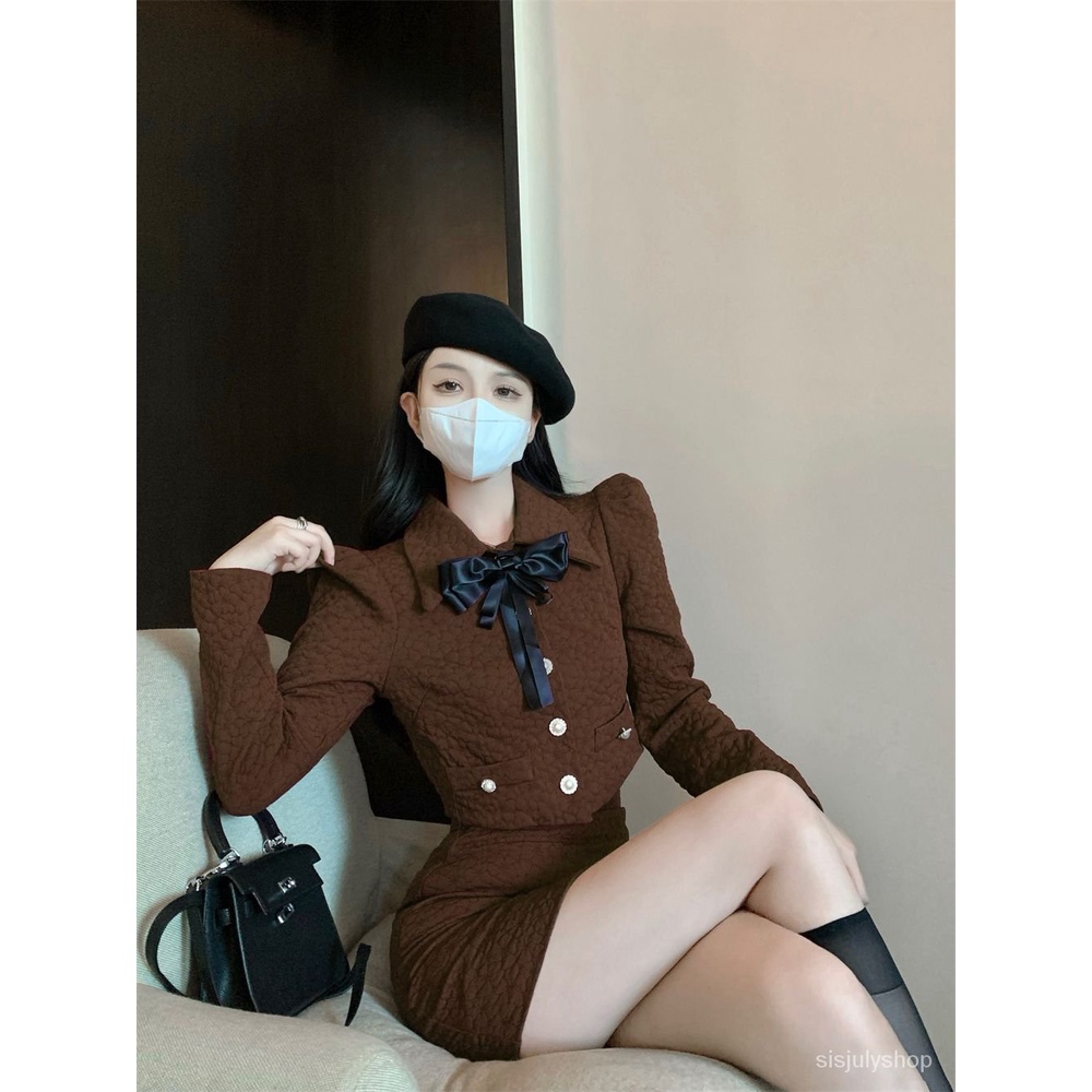 [✅BISA COD] #Sisjuly# Dupa angin dupa kecil dua potong jaket pendek busur mode baru set rok pendek b