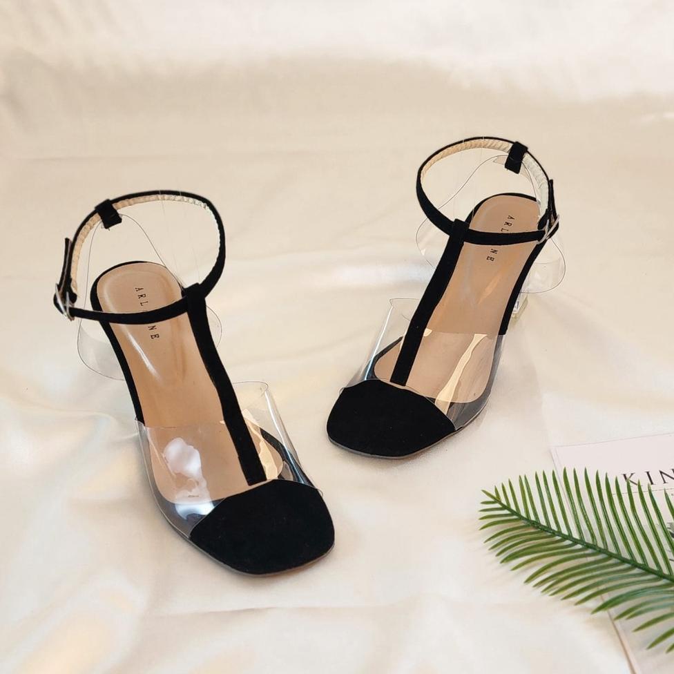TERLARIS Arlaine - Santana High Heels Wanita / Heels Kaca / Sandals Heels Wanita / Heels Tali / Heel