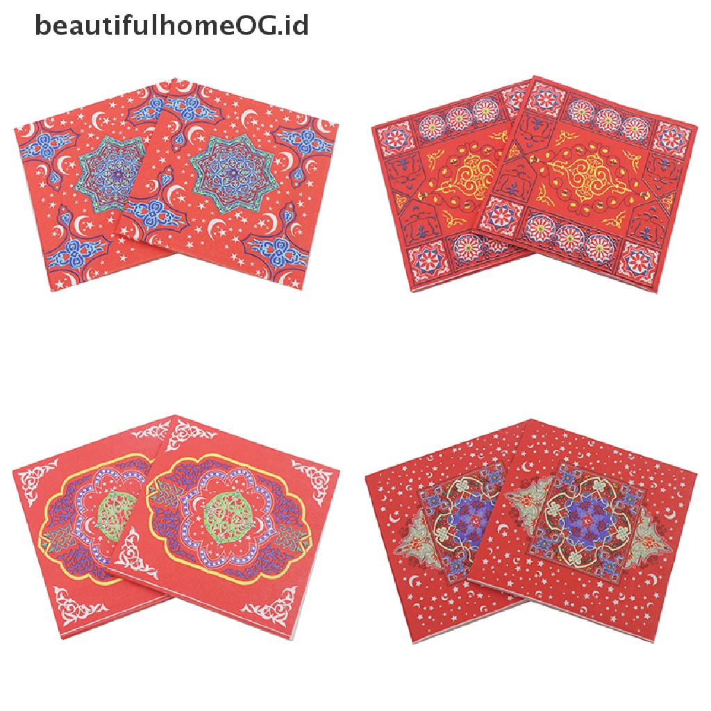 // Beautifulhomeog.id// 20Pcs/Pack Dekorasi Ramadhan Eid Mubarak Printed Holiday Napkin Tissue Wajah **