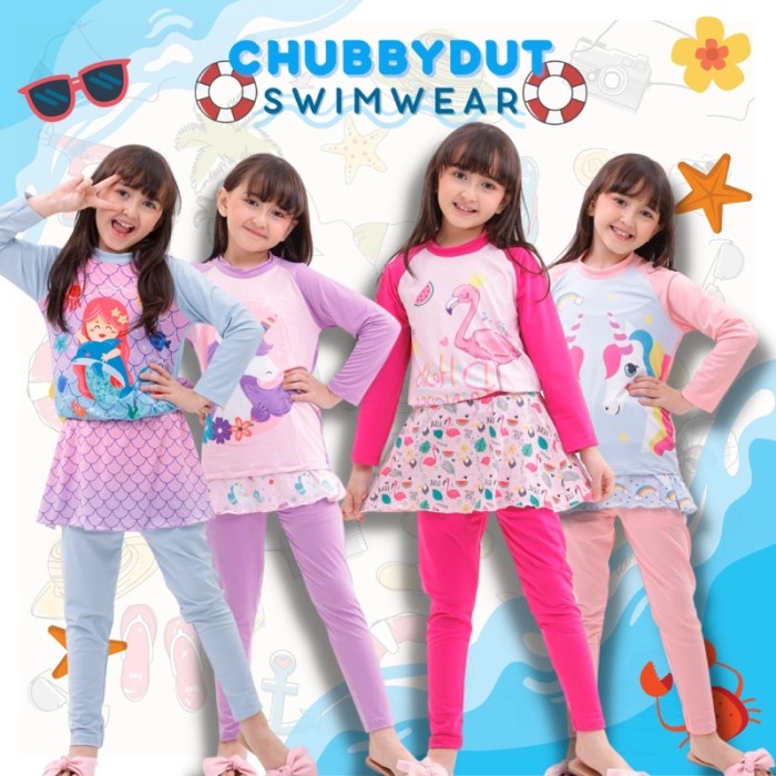 pStore88 - Baju Renang Anak Perempuan Unicorn Baju Renang Muslim Anak Hijab 3150