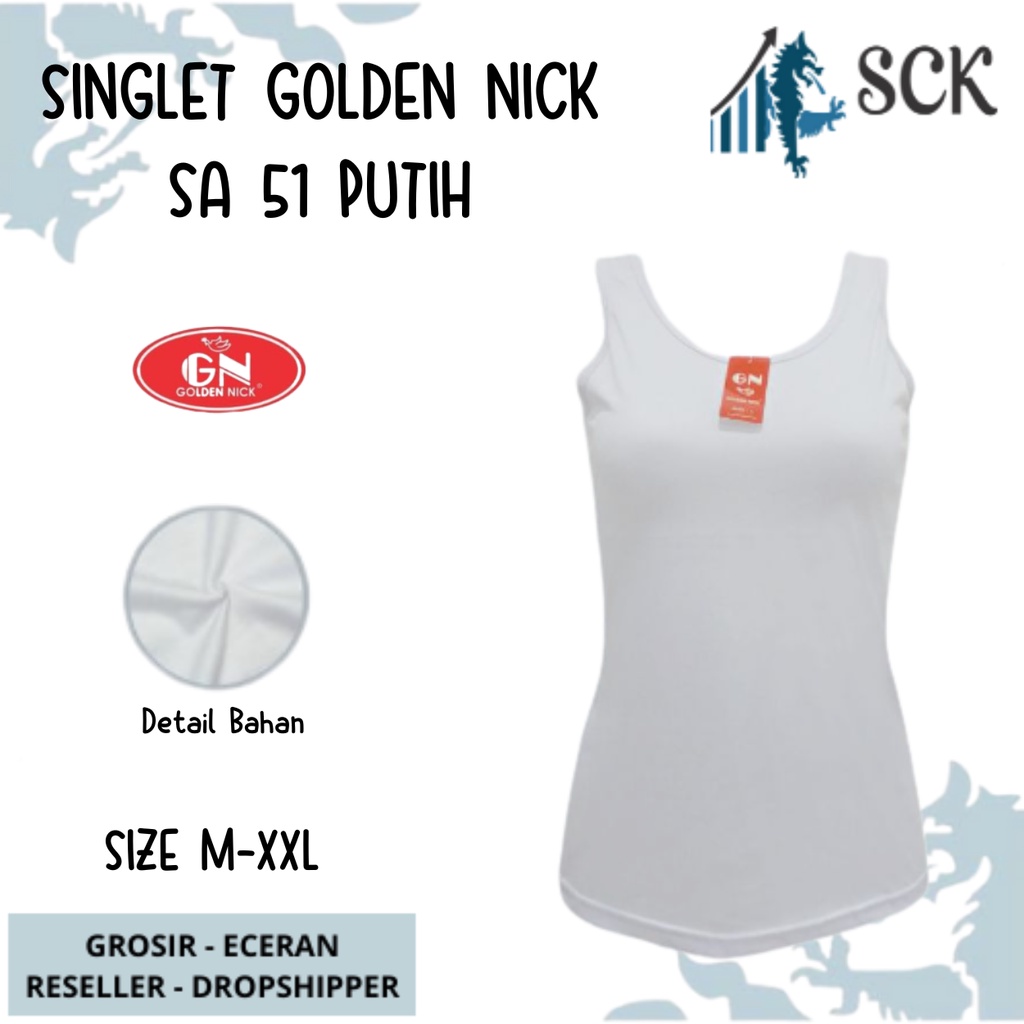 Singlet Wanita GOLDEN NICK SA 51 PUTIH / Tanktop Tali Besar / Pakaian Dalam Olahraga Fitness Yoga - sckmenwear GROSIR