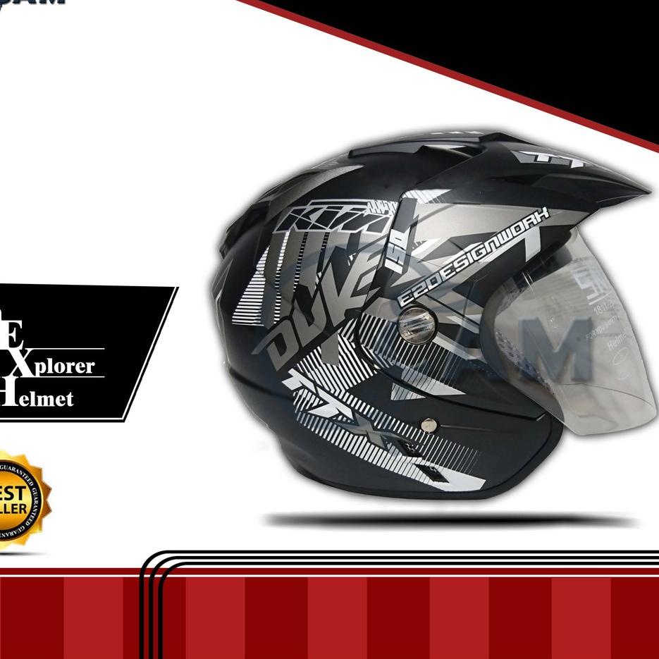 Pasti Ada Helm Motor SNI 2 kaca (double visor) DMN Duke Black doff abu