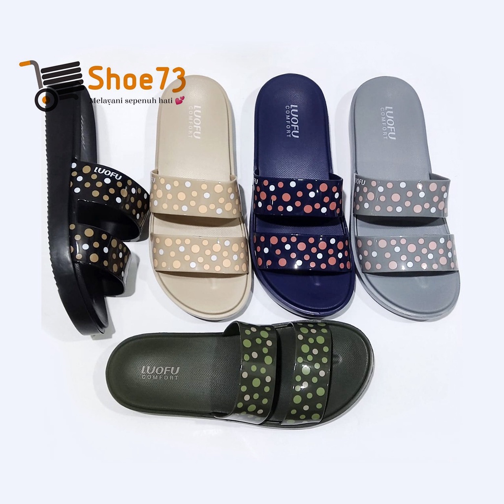 LUOFU E 7199 A1S-B60 NEW SIZE 36-40 ORIGINAL l Sandal Selop ban 2 jelly wanita l Sendal kokop cewek impor