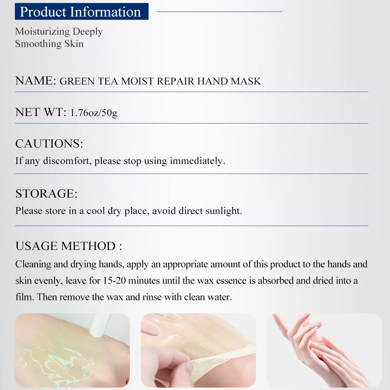 ADY78 Fair King Green Tea Moist Repair Hand Mask Moisturizing Deeply Smoothing Skin Masker Tangan