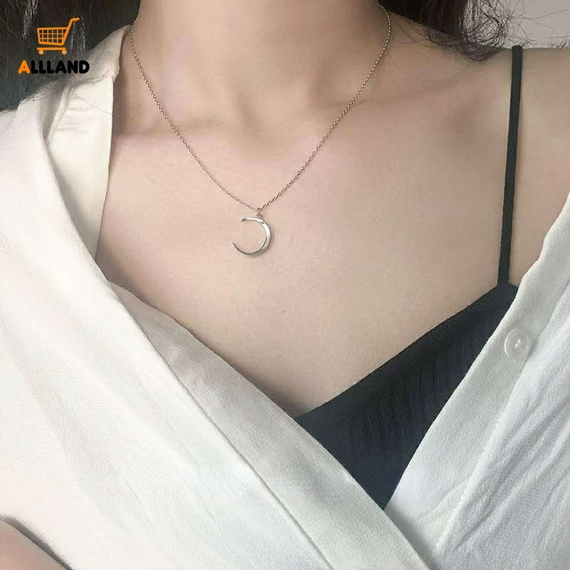 Korean Moon Silver Plated Necklace / Temperament Crescent Clavicle Chain / Simple Women Pendant Jewelry Gifts