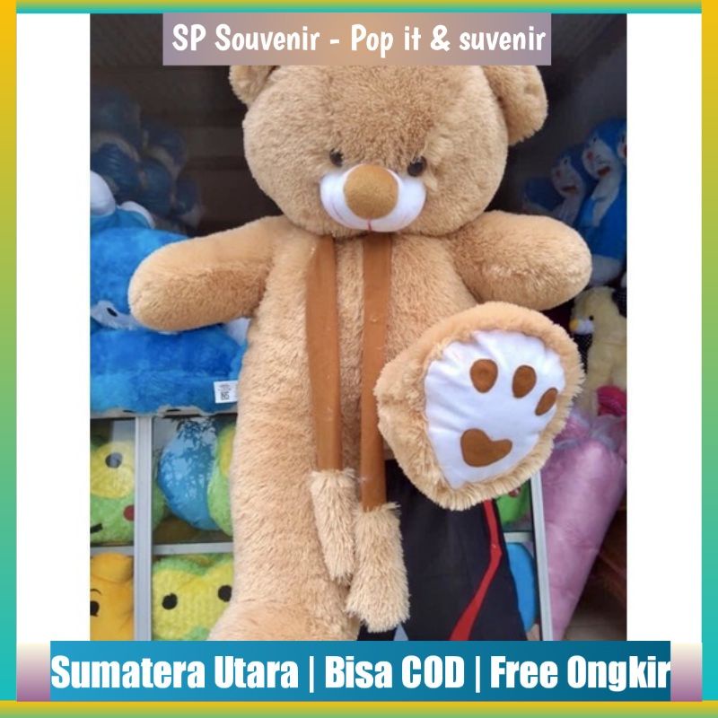 Boneka Teddy Bear Syal Telapak Jumbo 90cm