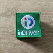 Emlem InDriver Kecil Dada Dasar Biru Logo INDRIVER Bordir KOmputer