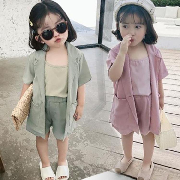 ✯ Setelan blazer tank top celana pendek anak perempuan import / Blazer casual set ♠