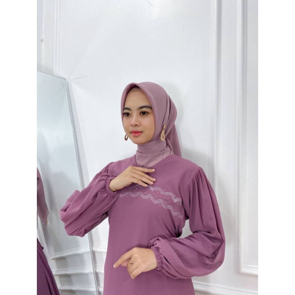 PB Prilly Busana - DIVA DRESS PAYET CERUTY LENGAN BALON - GAMIS PAYET POLOS