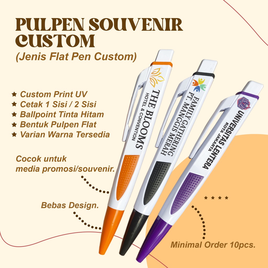 

CUSTOM PULPEN SOUVENIR / MODEL FLAT PEN / BALLPOINT CUSTOM PRINT UV MERCHANDISE