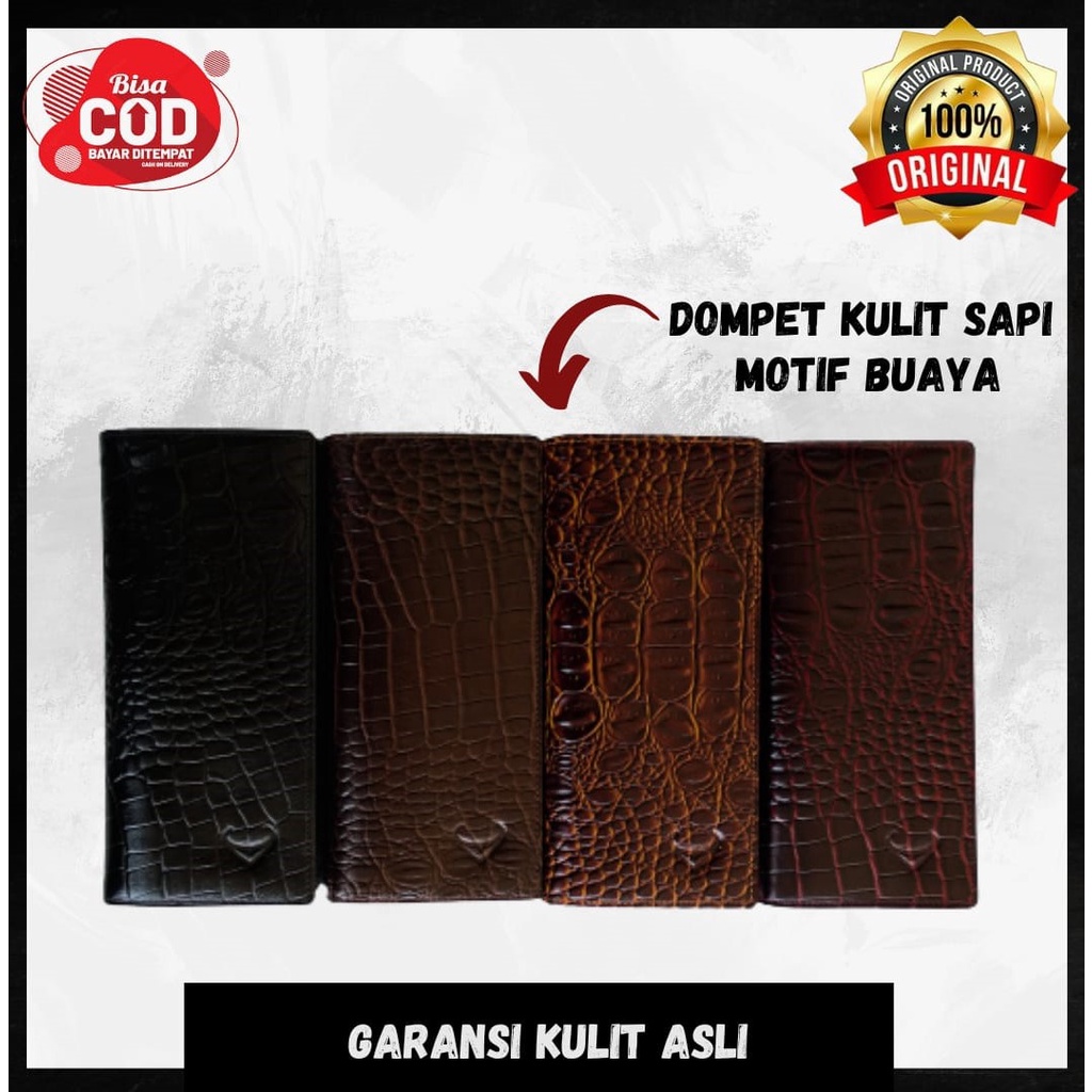 Dompet Panjang Kulit Asli Wanita Cewek Cewe Pria Laki Laki Cowok Cowo Motif Buaya PIERRO