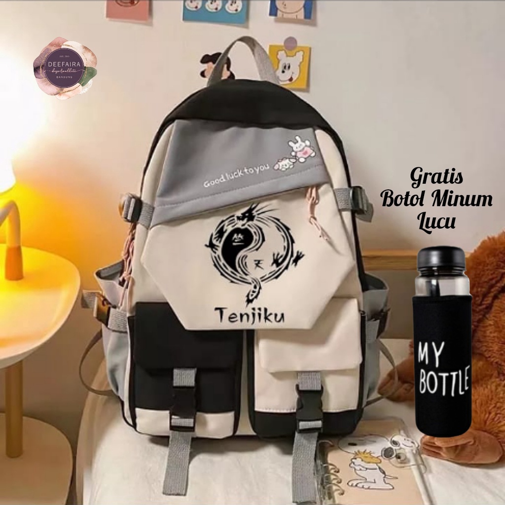 Tas Ransel Anak Motif YinY44nk Gratis Botol Minum Untuk Sd Smp Dan Sma