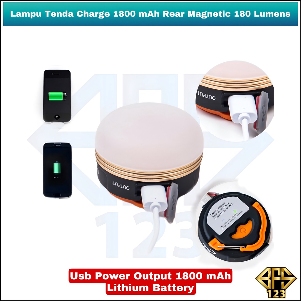 Lampu Tenda Charge LED Cahaya Terang Hook Carabiner Magnet