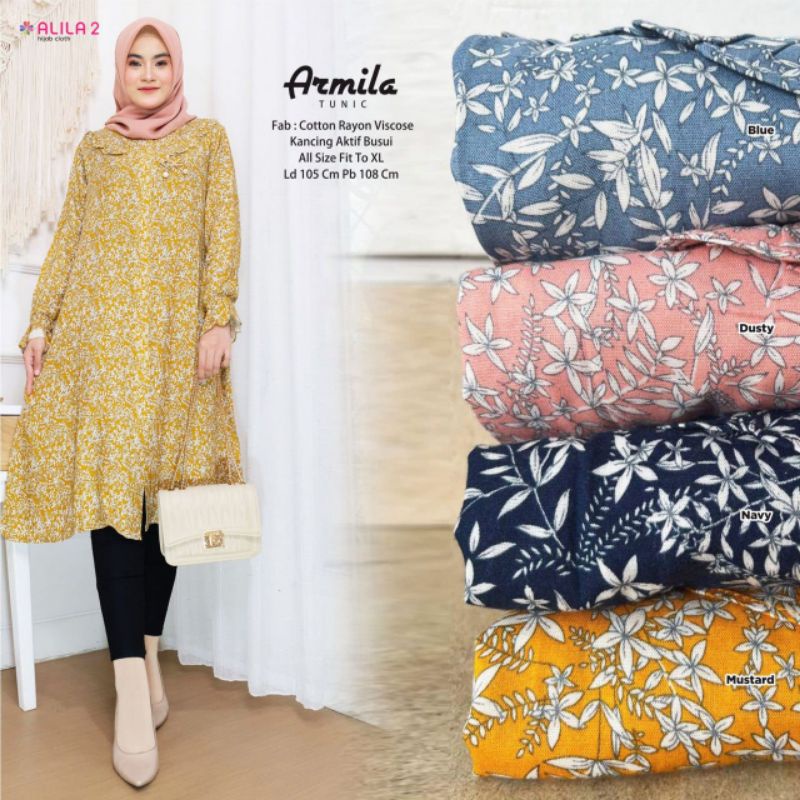Armila tunic by alila hijab cloth / atasan wanita / tunik busui / tunik motif
