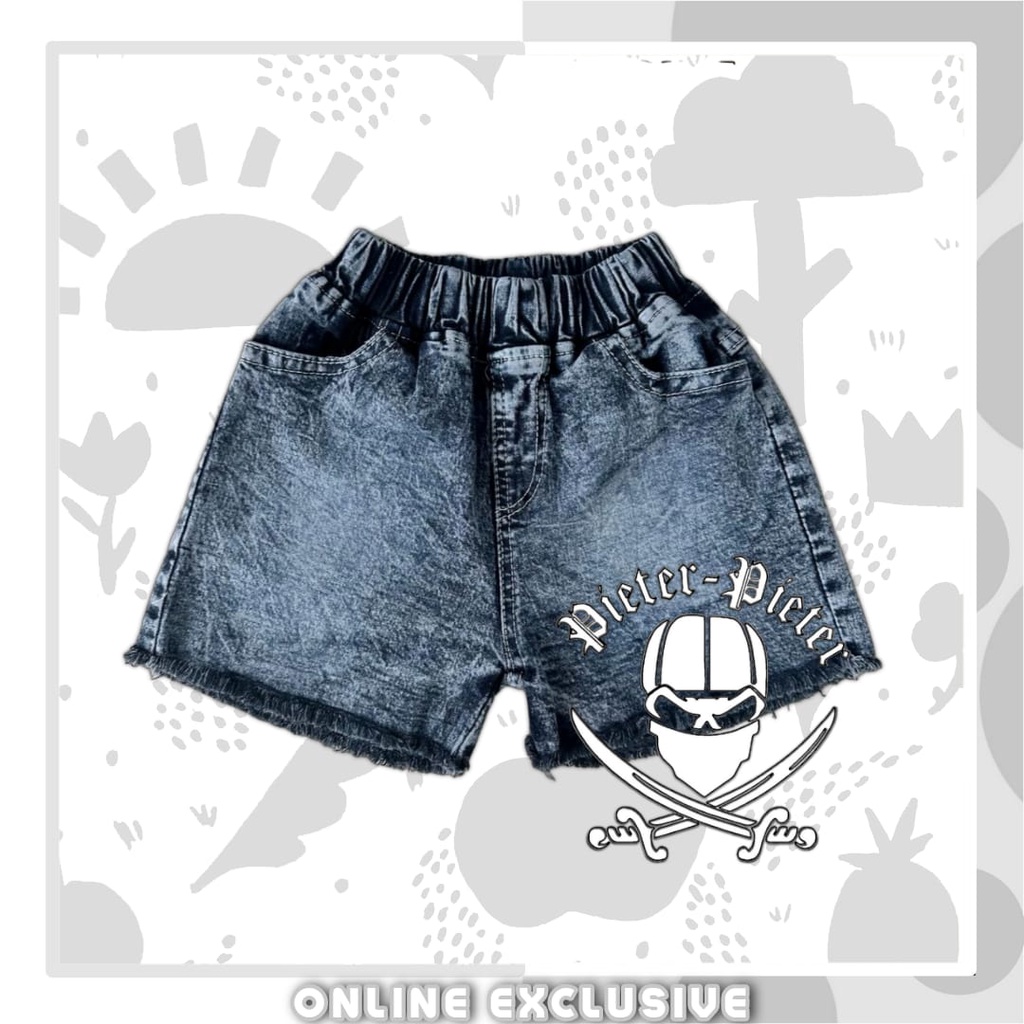 Celana hotpant jeans anak cewek model rawis bahan sofjeans mulur elastis