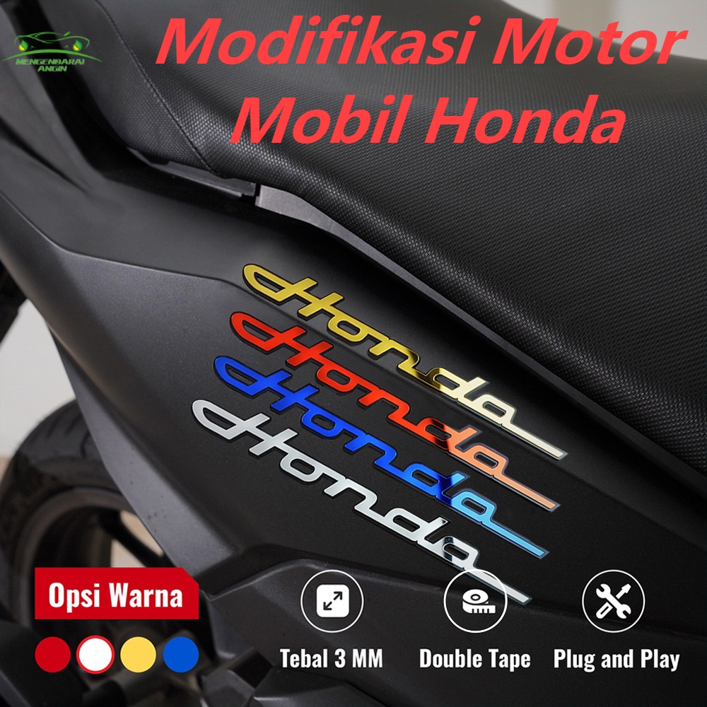 Emblem Honda Latin Warna Chrome Hitam Merah Emblem Emas Carbon Tulisan Honda/emblem Honda Latin Sepasang