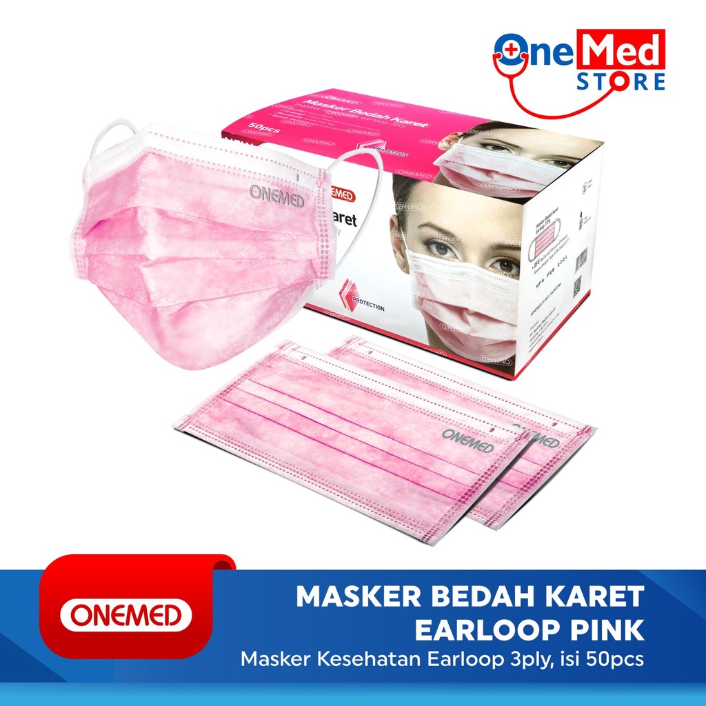 Masker Karet Pink OneMed box 50pcs OJ2