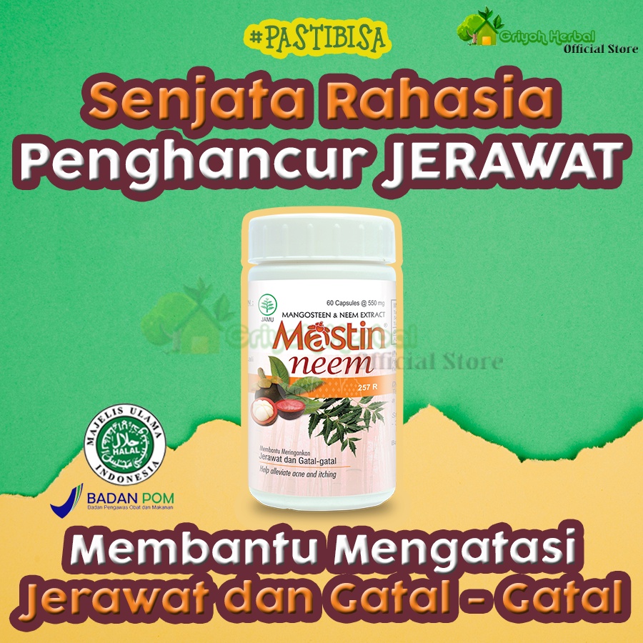 Obat Herbal Jerawat dan Bekas Jerawat Ampuh Cepat Aman Halal BPOM Mastin Neem 60 Kapsul Borobudur