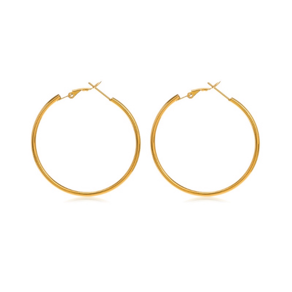 2pcs Anting Hoop Loop Lapis Emas 18K Stainless Hypoallergenic Tidak Luntur Untuk Wanita Hadiah Pernikahan Hypoallergia