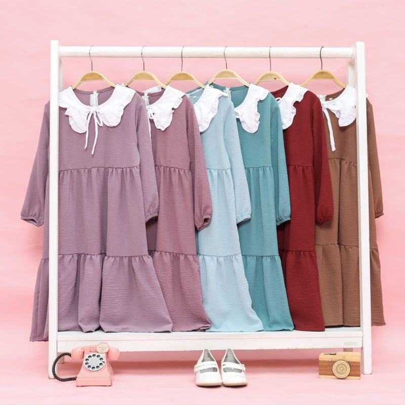 Baju Gamis Anak Perempuan 4 5 6 7 8 Tahun Pakaian Muslim Crinkle Ngaji Anak