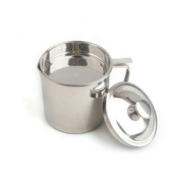 Oil Pot 1.3Liter Tempat Saringan Minyak Bekas Goreng Full Stainless Tebal bahan Grand A