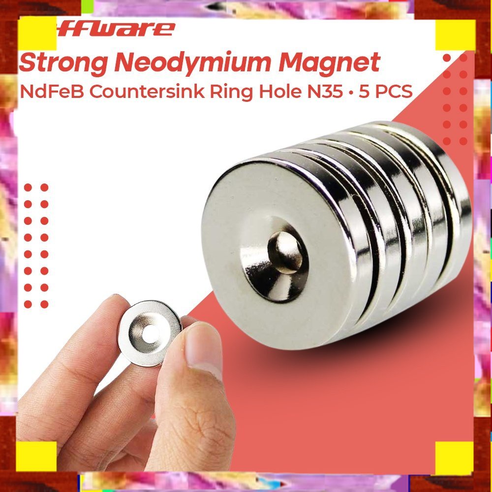 

Termurah Cuci Gudang Strong Neodymium Magnet NdFeB Countersink Ring Hole N35 5 PCS - D21 - SilverTermurah Cuci Gudang