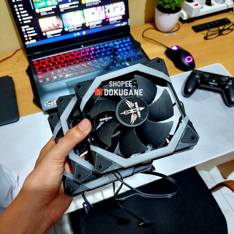 3x 12mm Fan Case NYK Nemesis Spider X Kipas PC Casing komputer silent RGB second bekas molex bundle 