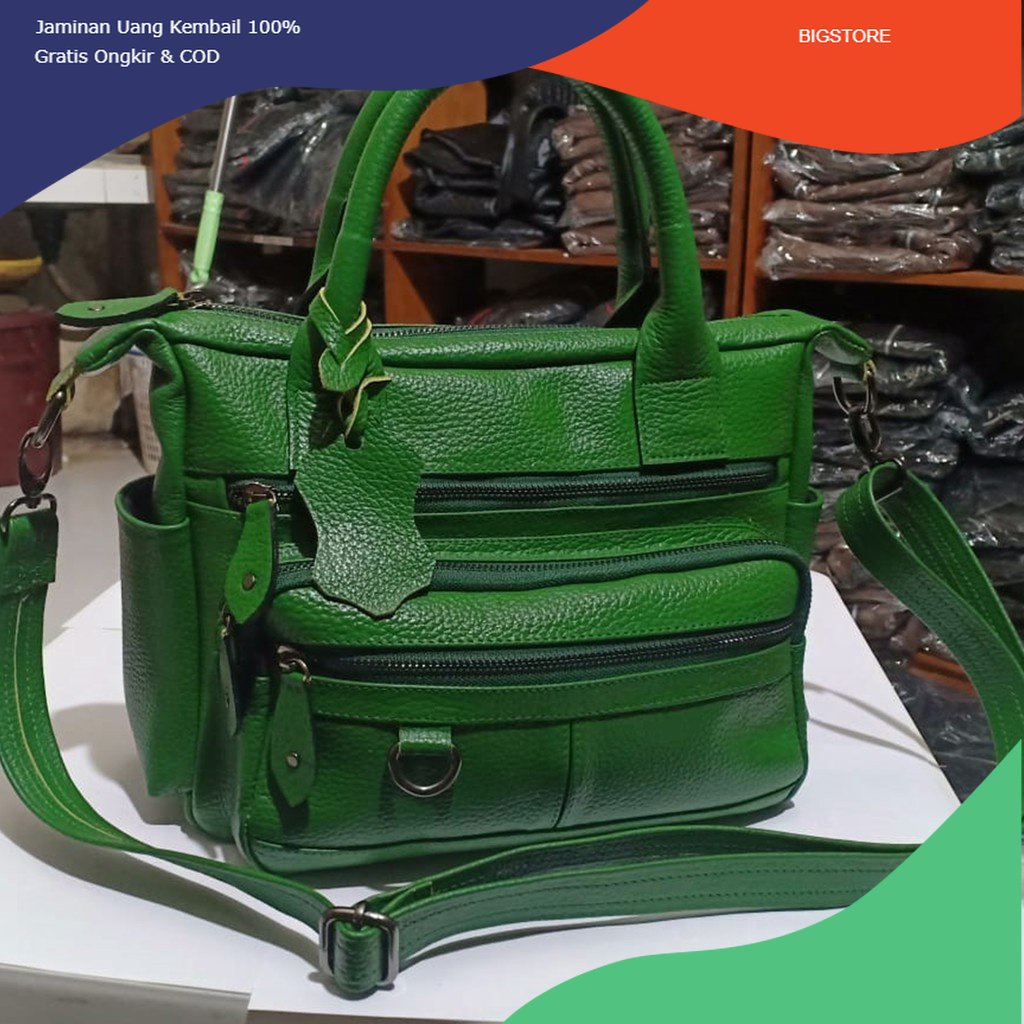 TAS WANITA KULIT ASLI PAPIRUT SELEMPANG WARNA HITAM COKLAT HIJAU TAN KUNING MERAH