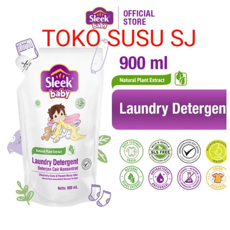 SLEEK BABY LAUNDRY DETERGENT REFILL 900 ML POUCH/900ML/ CUCI BAJU/ CUCI PAKAIAN