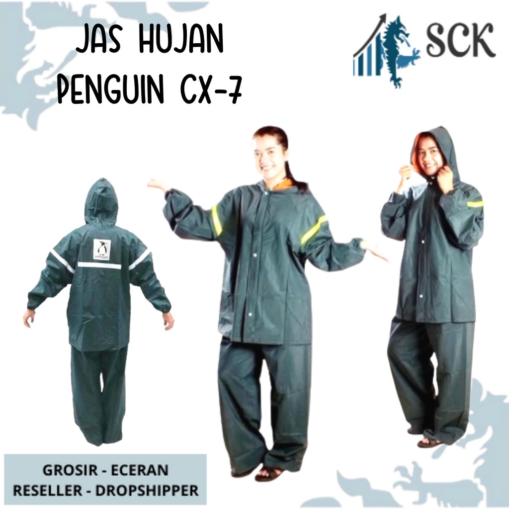 Jas Hujan PENGUIN Cx-7 Proyek Premium Jaket Celana Cx-7 X / Setelan Mantol Pria Wanita Dewasa Jumbo - sckmenwear GROSIR