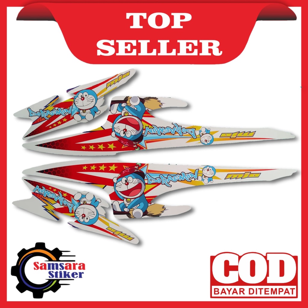 Stiker Motor Yamaha Mio Sporty Variasi Doraemon Putih