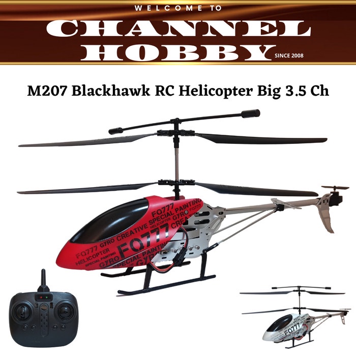 Terlaris Rc Helicopter Blackhawk M207 3,5Ch / Helikopter 4 Arah Uk Besar 45Cm