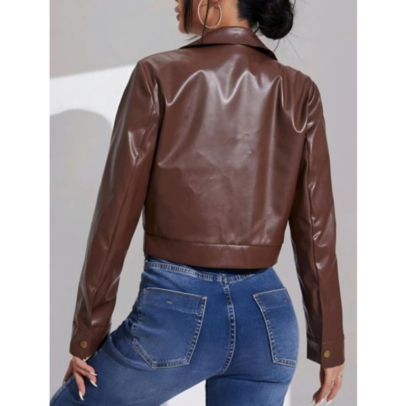 pertama offc jaket semi kulit crop wanita/ jaket crop