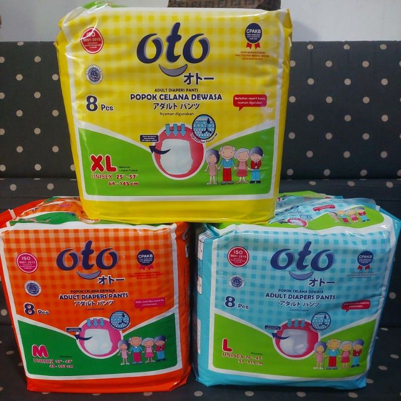 OTO Popok Dewasa Model Celana Pampers dewasa model celana Adult Diapers Size M/L/XL isi 8