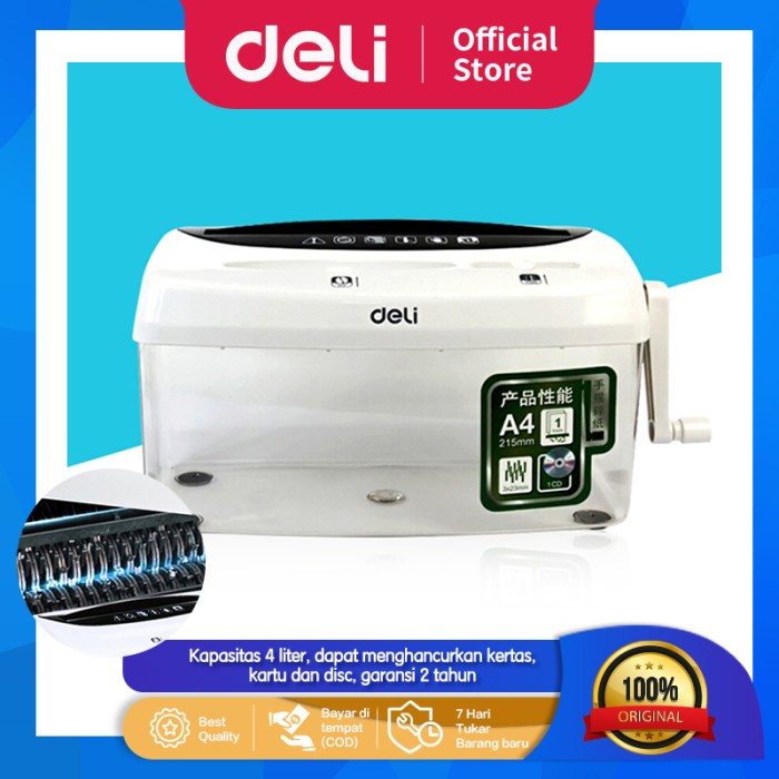 

[[JNT COD]] Deli Penghancur kertas manual Paper Shredder kapasitas 1 lembar 9935