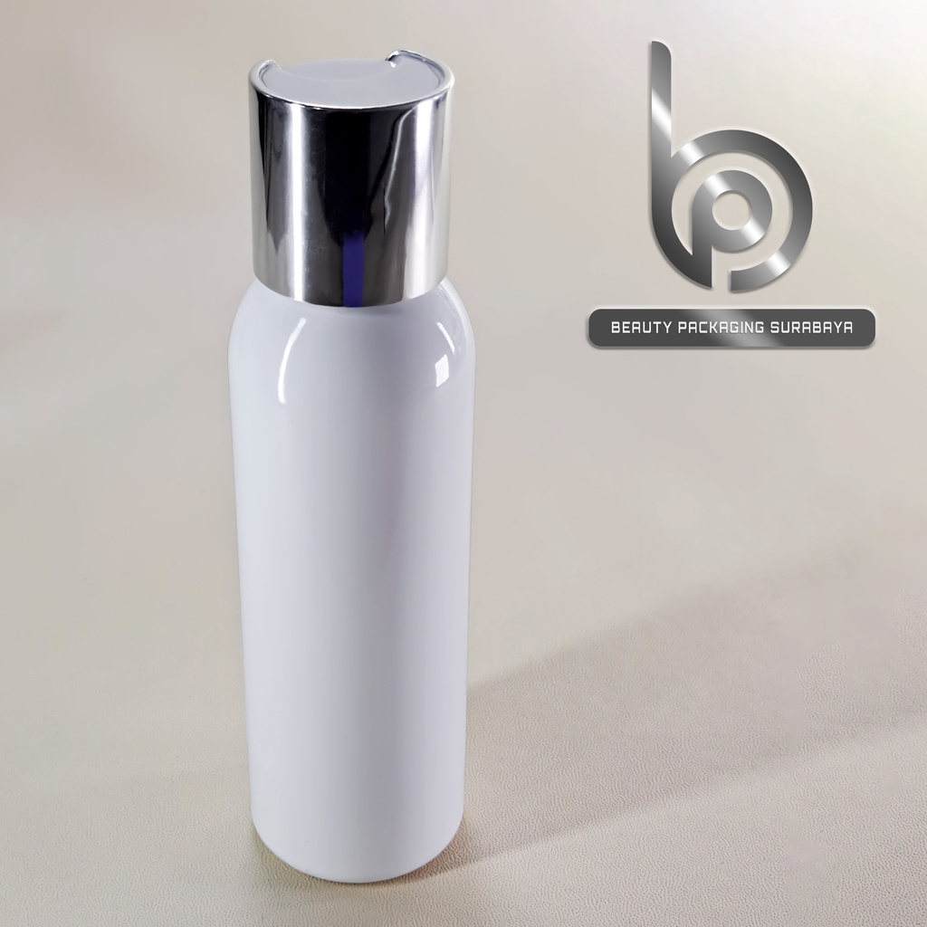 Botol Plastik PET 100ml BR Putih Tutup Presstop Luxury Neck
