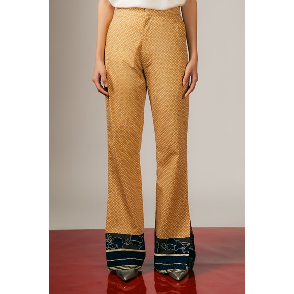bateeq celana panjan batik wanita Lina Slits Pants Coklat Padma 006