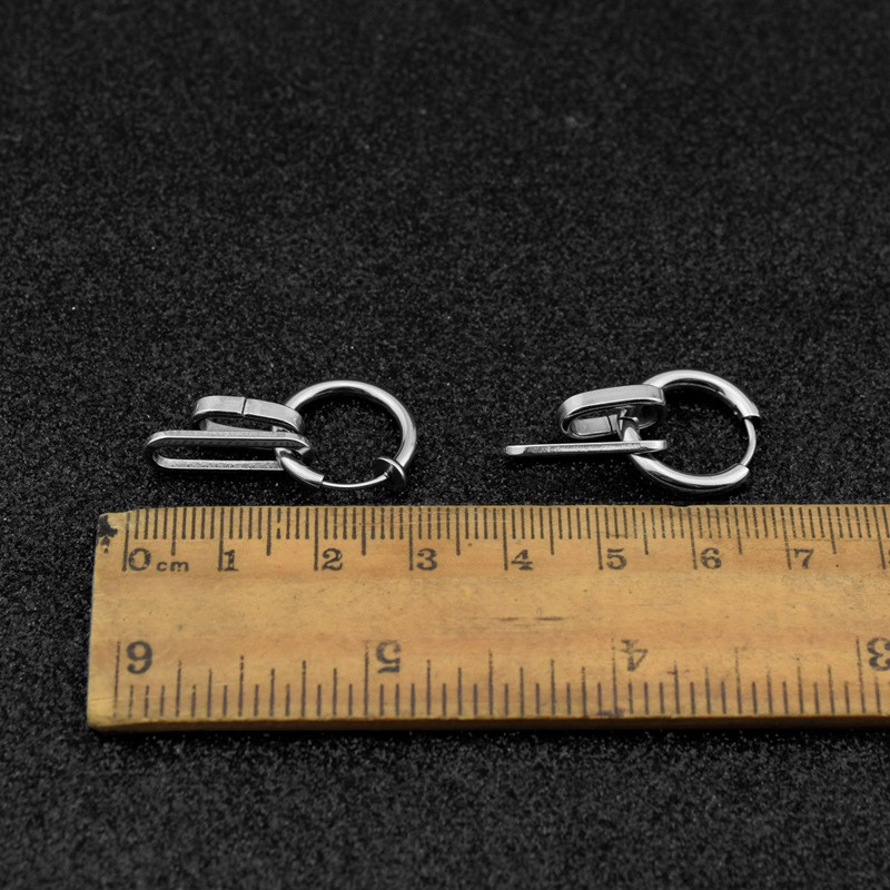 Anting Minimalis Stainless Steel Anting Hoop Oval Trackway Anting Hoop Tanpa Tindik Anting Spring Clips Not