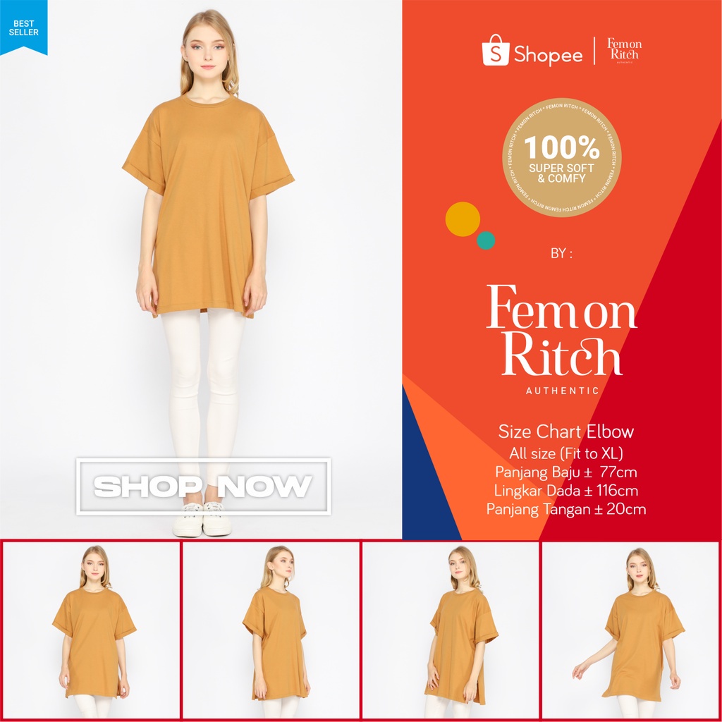 Kaos Jumbo Wanita Oversize Elbow AlmondBrown