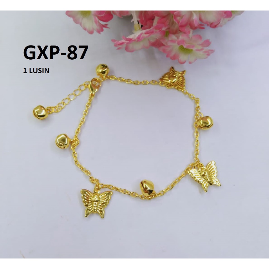 [1 LUSIN ISI 12] GELANG XP RANTAI EMAS GOLD LONCENG KUPU TERMURAH / DUNIA GELANG TERBARU