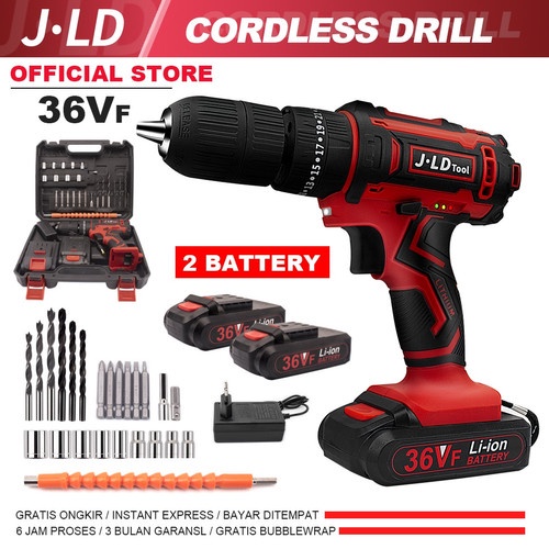 Cordless Hammer Drill JLD TOOL 36V SET Koper Mesin Bor Tembok Beton Baterai J.LD Impact Drill Driver