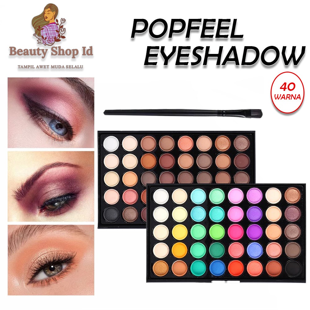 SALLE !! Popfeel Eyeshadow 40 Warna Matte Pallete Shimmer Tahan Lama