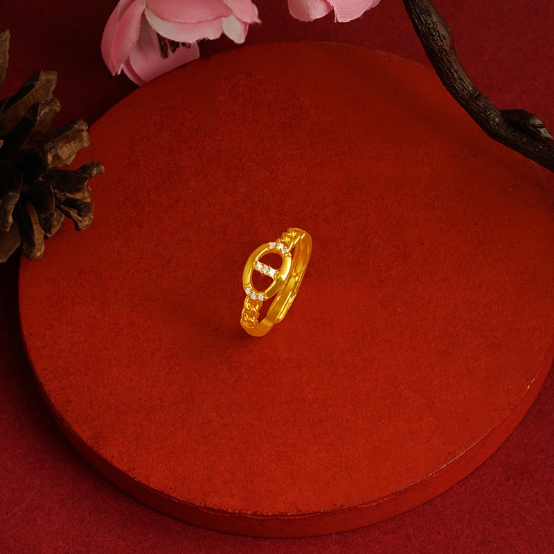 Goldkingdom Perhiasan Fashion Emas Asli Kadar 375Bangkok Aksesoris Ready Stock Gaya Kunci Cincin Wanita