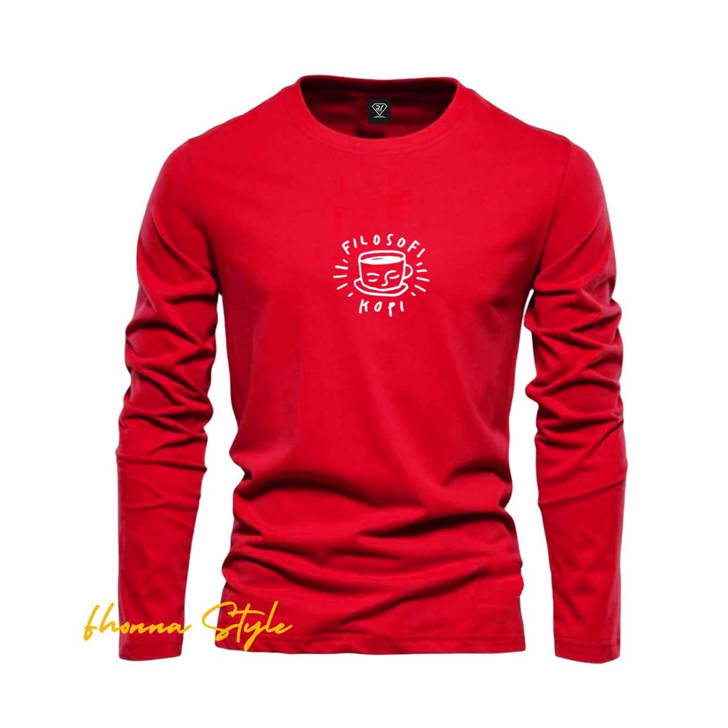 Fonna Rizki - Kaos Pria Lengan Panjang Filosofi kopi Motif Putih - Tshirt Distro Pria Dan Wanita