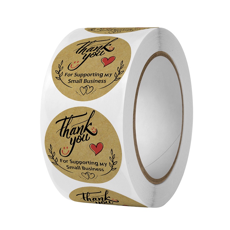 COD✨500 PCS / 1 ROLL STIKER TERIMA KASIH / STICKER THANK YOU Stiker Terima Kasih gs-4#💝_Round-A-25mm