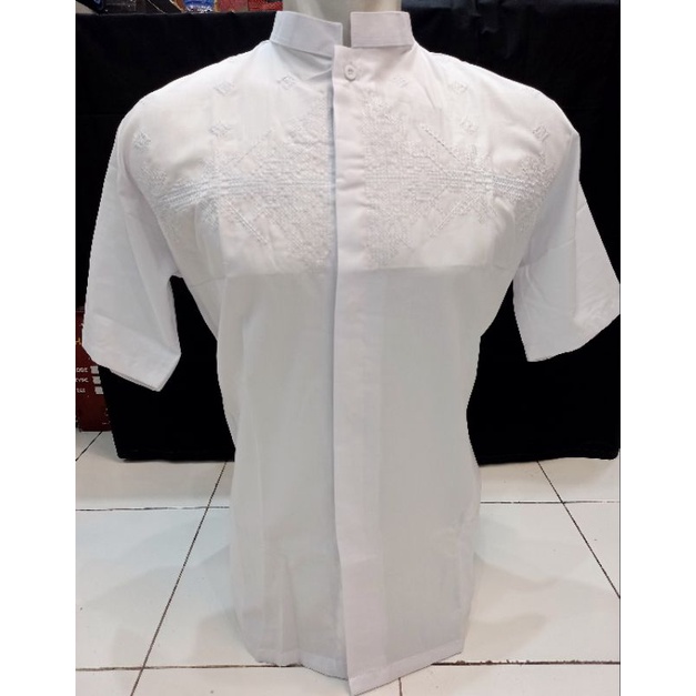 Baju Koko Putih SALSABILA Bahan Katun toyobo premium (free peci)