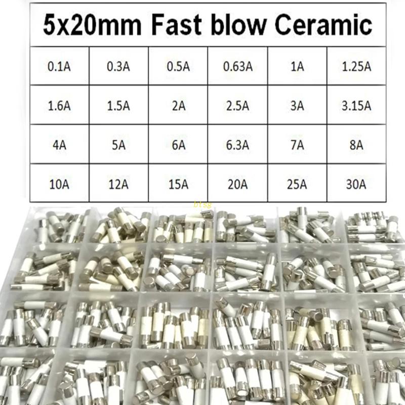 Sekring Keramik btsg Fast Blow 360Pcs/Box 24Values 5x20mm 250V 0.1A 0.3A 0.5A 1A 1.5A 2A 2.5A 3A 3.15A 4A 5A 6A 10A 15A 20A