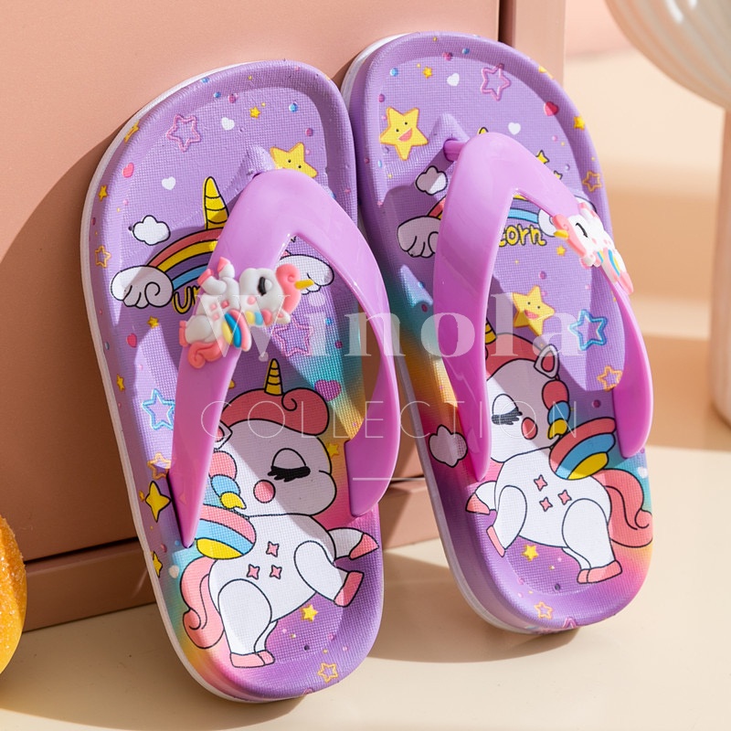 Sandal Jepit Anak Perempuan Unicorn Rainbow  Winola Collection WNL 2203-1