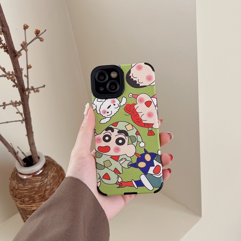 IPHONE Casing Pelindung Butir Vertikal Crayon Shin Chan Lucu Untuk Iphone14 13 12 11 Pro MAX X XR XS Max7 8 Plus Cangkang Lembut Anti Jatuh